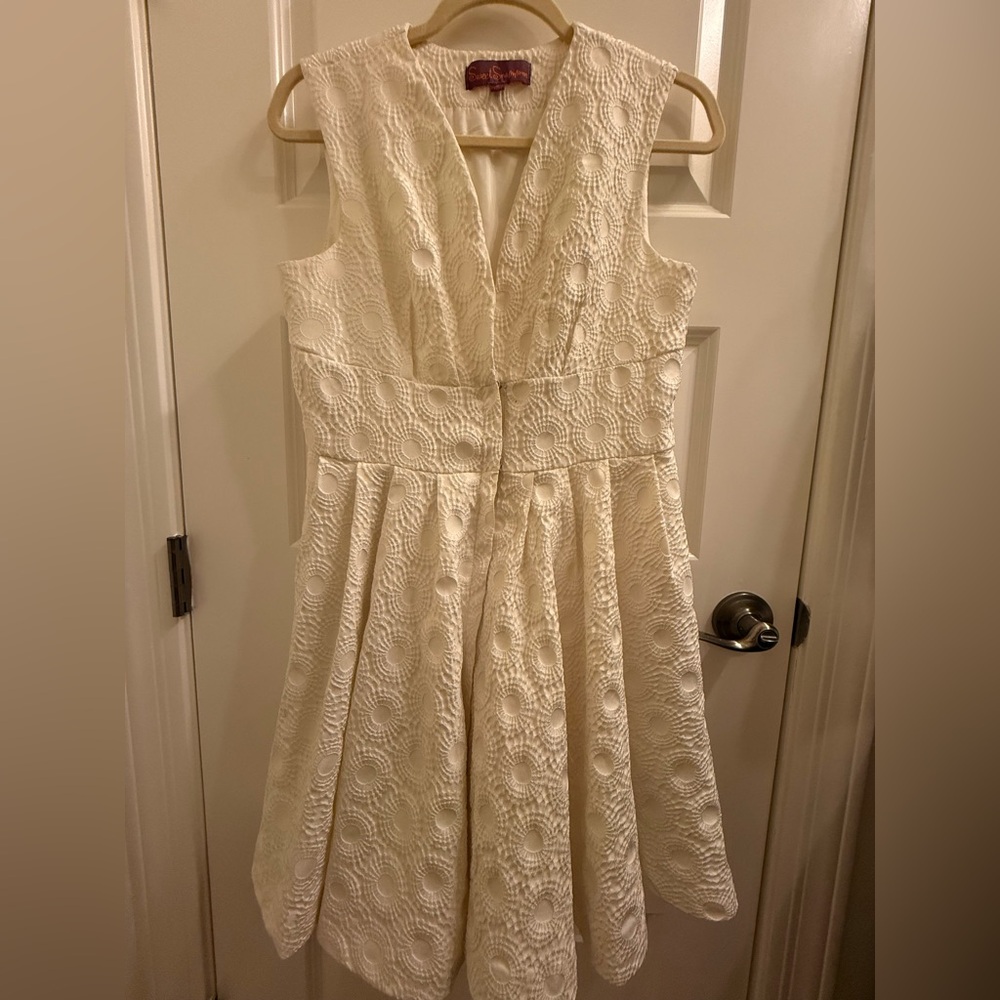 Elegant White V cut Dress